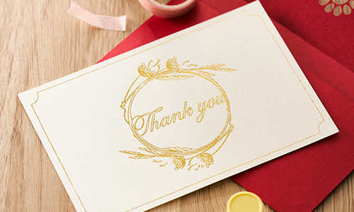 金箔加工が施されたサンクスカード